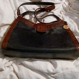 Brahmin black leather with pecan croc. Satchel crossbody